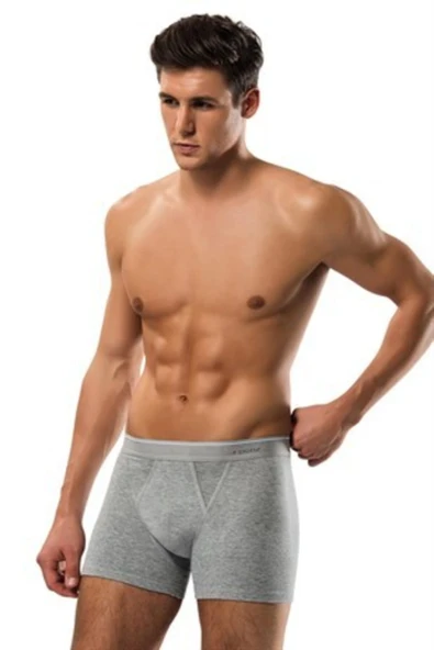 Erdem Erkek Gri Pamuk Elastan Boxer 3'Lü Paket - 1