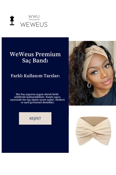 Weweus Krem Düz Premium Kadın Saç Bandı - 5
