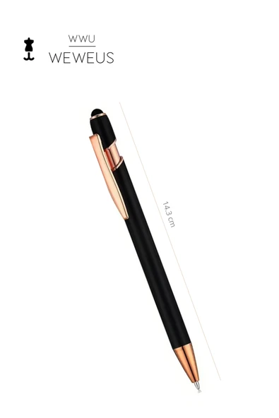 Weweus Siyah Düz Rose Detaylı Tasarım Lüks Tükenmez Kalem - Resim 4