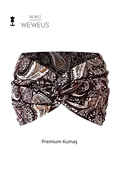 Weweus Kahve Krem Desen Kadın Saç Bandı - Resim 5