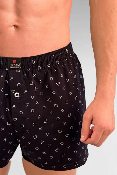 ERDEM İÇ GİYİM Erdem Lacivert Baskılı Desenli Penye Boxer 1400YPS - Resim 4