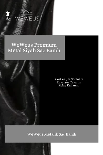 Weweus Metalik Siyah Renk Premium Kadın Saç Bandı - 2