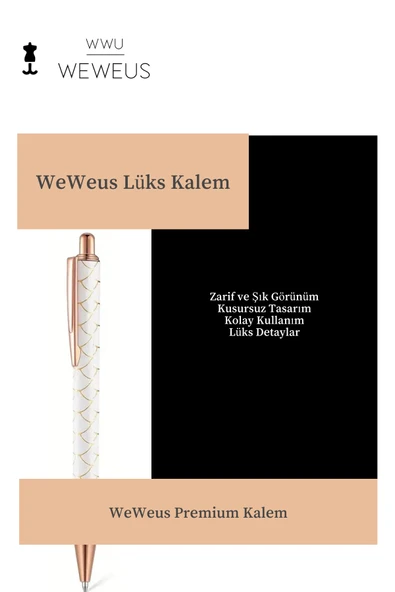Weweus Beyaz Rose Detaylı Desen Şekil Lüks Tükenmez Kalem - Resim 3