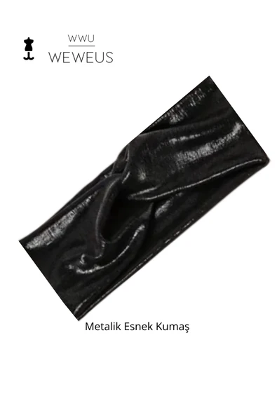 Weweus Metalik Siyah Renk Premium Kadın Saç Bandı - 1