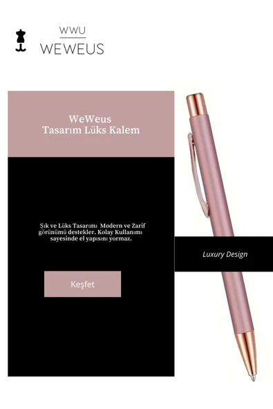 Weweus Rose Düz Tasarım Lüks Tükenmez Kalem - Resim 2