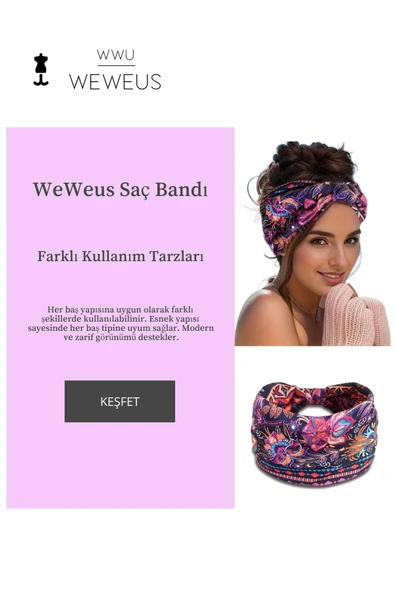 Weweus Mor Desenli Kadın Saç Bandı - 2