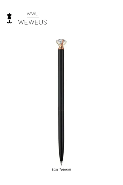Weweus Siyah Mini Kristal Tasarım Lüks Tükenmez Kalem ürün görseli