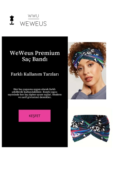 Weweus Mavi Inek Desen Premiumkadın Saç Bandı - 2