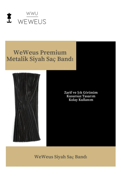 Weweus Parlak Siyah Renk Premium Kadın Saç Bandı - 3