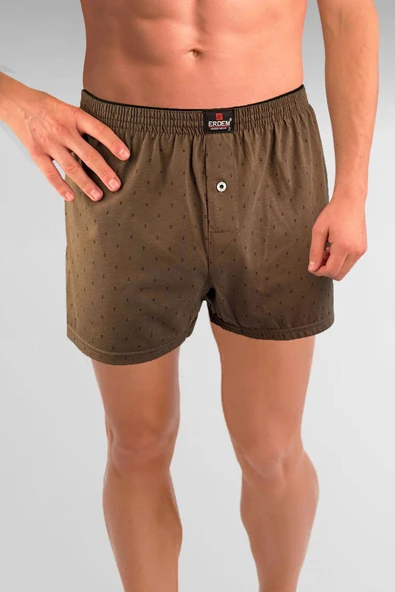 ERDEM İÇ GİYİM Erdem Haki Baskılı Desenli Penye Boxer 1400YKCP - Resim 2