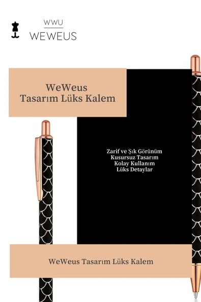 Weweus Siyah Desenli Tasarım Lüks Tükenmez Kalem - Resim 3