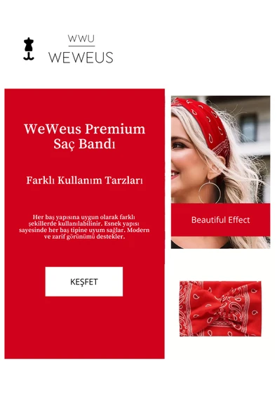 Weweus Kırmızı Damla Desen Kadın Saç Bandı - 2