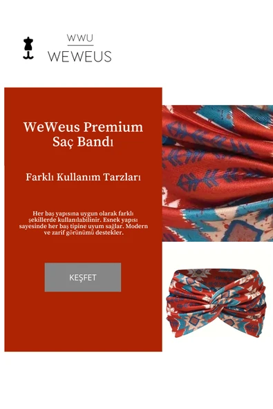Weweus Turuncu Baklava Desen Kadın Saç Bandı - 2