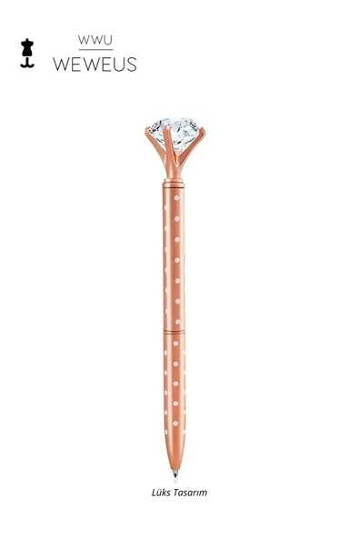 Weweus Rose Puantiyeli Tasarım Kristal Lüks Tükenmez Kalem ürün görseli