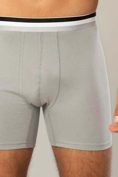 ERDEM İÇ GİYİM Erdem Gri Pamuk Elastan Uzun Boxer 1415 - Resim 2