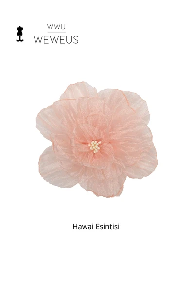 Weweus Kadın Hawai Stili Toz Pembe Çiçek Premium Toka - 5
