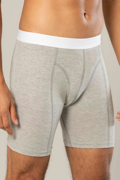 ERDEM İÇ GİYİM Erdem Gri Melanj Pamuk Elastan Uzun Boxer 1416 - Resim 4