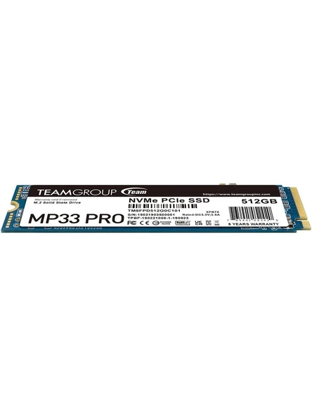 Team MP33 Pro 512GB 2400/2000MB/s NVMe PCIe Gen3x4 M.2 SSD Disk - 3