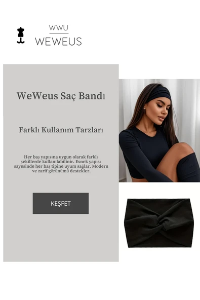 Weweus Siyah Premium Kadın Saç Bandı - 2