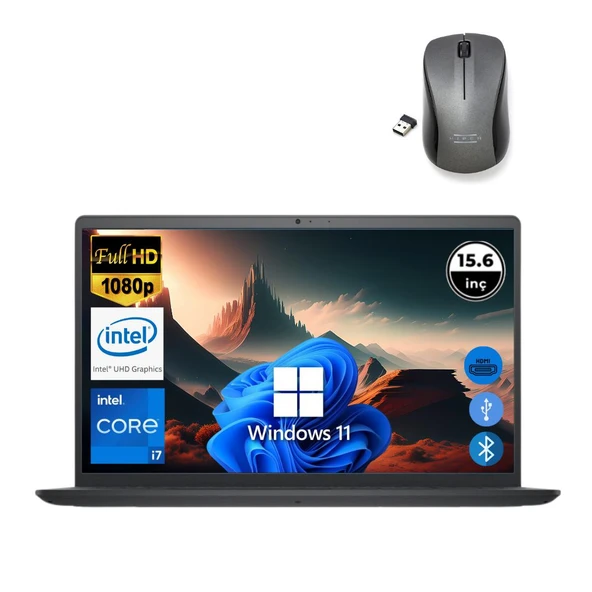 Dell Inspiron 3520 i7 1255U 8GB 1TB M.2 SSD I35201013U ATL153 O/B 15.6" Win11Pro Taşınabilir Bilgisayar+Mouse ürün görseli 1