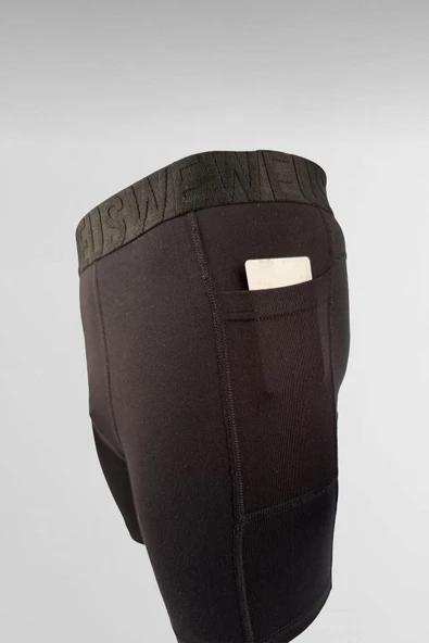 Weweus Siyah Gizli Cepli Erkek Uzun Boxer - Resim 2