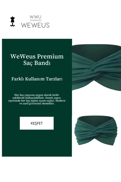 Weweus Koyu Yeşil Düz Premium Kadın Saç Bandı - 2