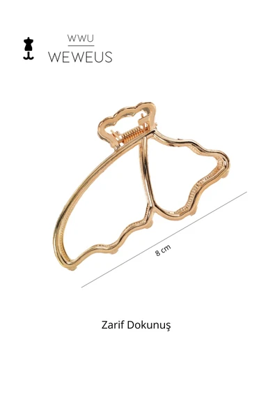 Weweus Kadın Rose Renk Parlak Kelebek Premium Toka - 4