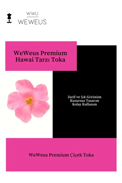 Weweus Kadın Hawai Stili Pembe Çiçek Premium Toka - 3