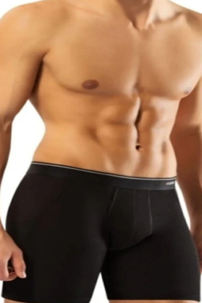Erdem Erkek Siyah Pamuk Elastan Uzun Boxer 3'lü Paket - Resim 6