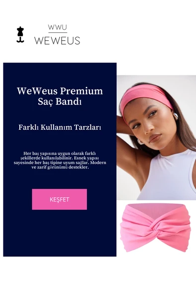 Weweus Düz Pembe Premium Kadın Saç Bandı - 2