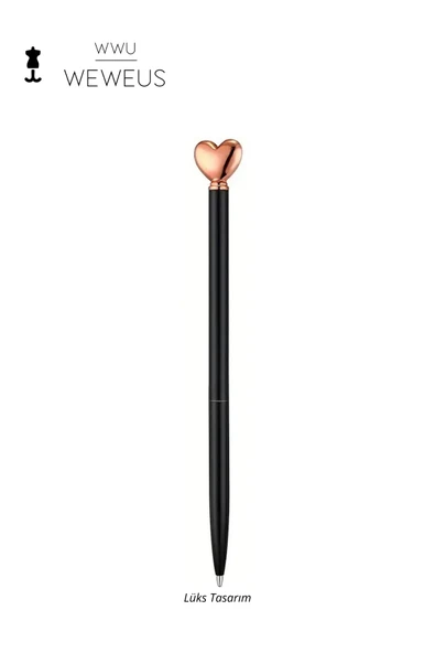 Weweus Siyah Kalp Tasarım Lüks Tükenmez Kalem ürün görseli