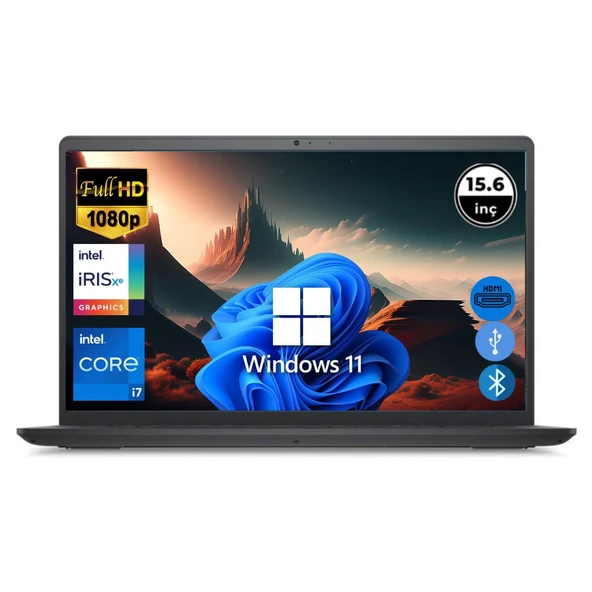 Dell Inspiron 3520 i7 1255U 24GB 2TB M.2 SSD I35201013U ATL133 O/B 15.6" Win11Pro Taşınabilir Bilgisayar ürün görseli 1