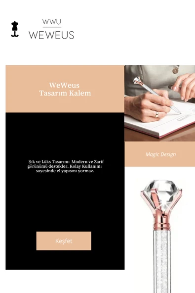 Weweus Beyaz Magic Tasarım Tükenmez Kalem - Resim 2