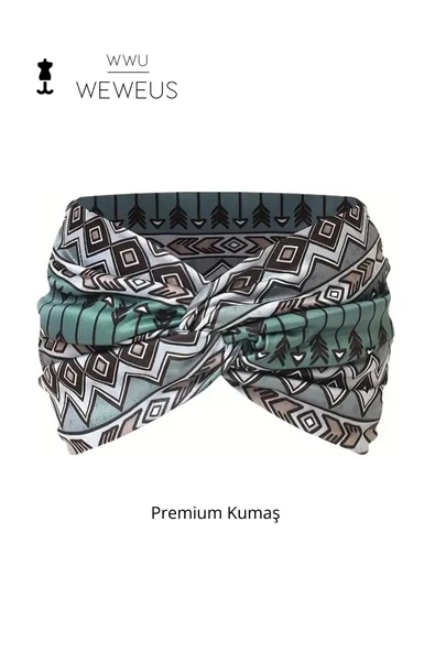 Weweus Yeşil Zikzak Desen Premium Kadın Saç Bandı - 1