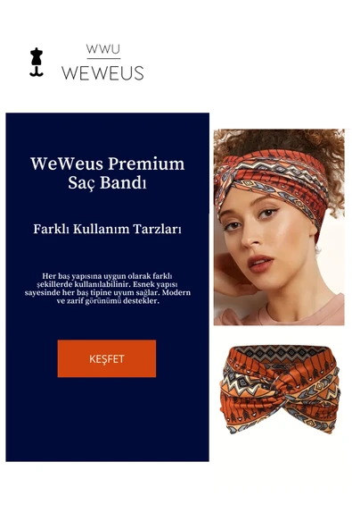 Weweus Turuncu Zikzak Desen Premium Kadın Saç Bandı - 2