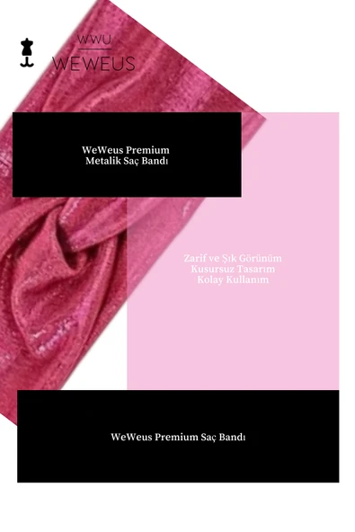 Weweus Metalik Pembe Fuşya Renk Premium Kadın Saç Bandı - 6