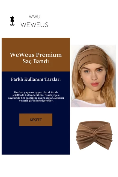 Weweus Kahve Düz Premium Kadın Saç Bandı - 2