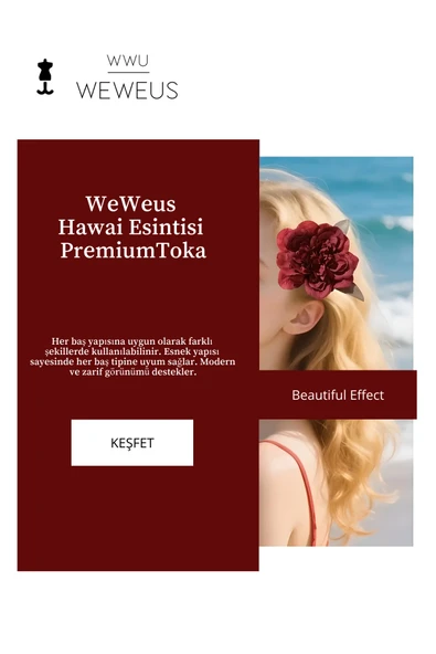 Weweus Kadın Hawai Stili Bordo Çiçek Premium Toka - 5
