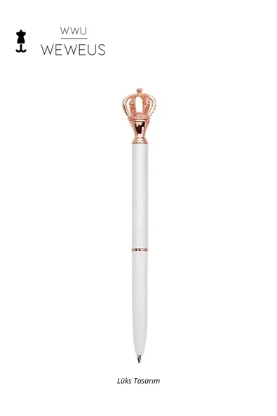 Weweus Beyaz Rose Queen Detaylı Lüks Tükenmez Kalem ürün görseli