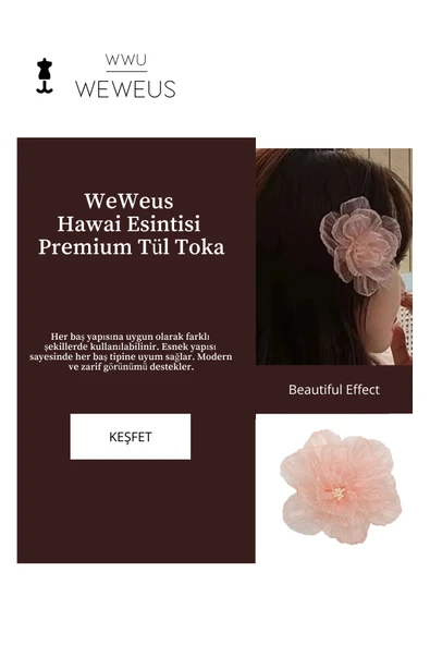 Weweus Kadın Hawai Stili Toz Pembe Çiçek Premium Toka - 2