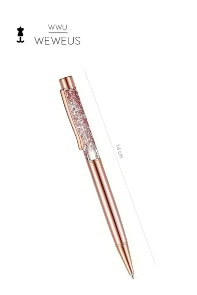 Weweus Rose Bronz Pullu Tasarım Lüks Tükenmez Kalem - Resim 4
