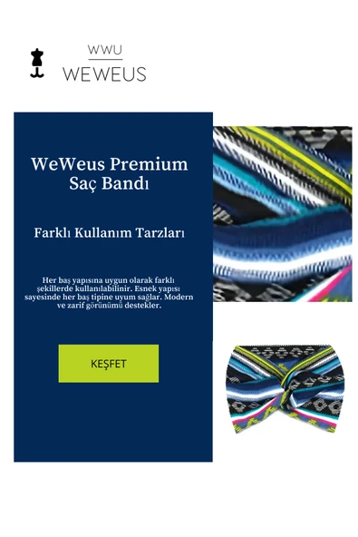 Weweus Mavi Zikzak Desen Premium Kadın Saç Bandı - 2