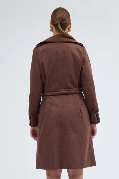 Kemer Detaylı Aksesuarlı Kaşe Kaban - 4