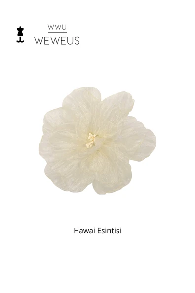Weweus Kadın Hawai Stili Kırık Beyaz Çiçek Premium Toka - 1