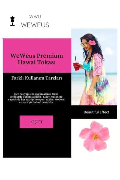 Weweus Kadın Hawai Stili Pembe Çiçek Premium Toka - 2