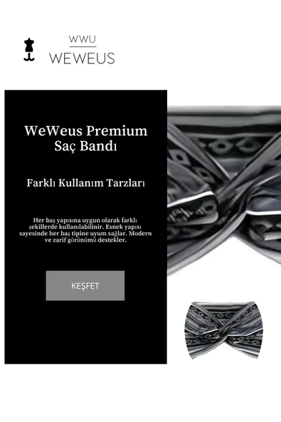 Weweus Gri Beyaz Zikzak Desen Premium Kadın Saç Bandı - 2