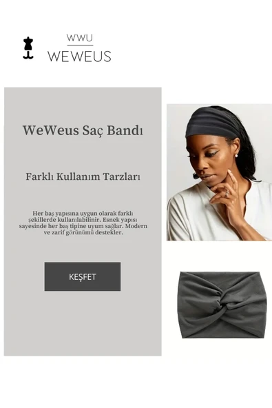Weweus Koyu Gri Füme Premium Kadın Saç Bandı - 2