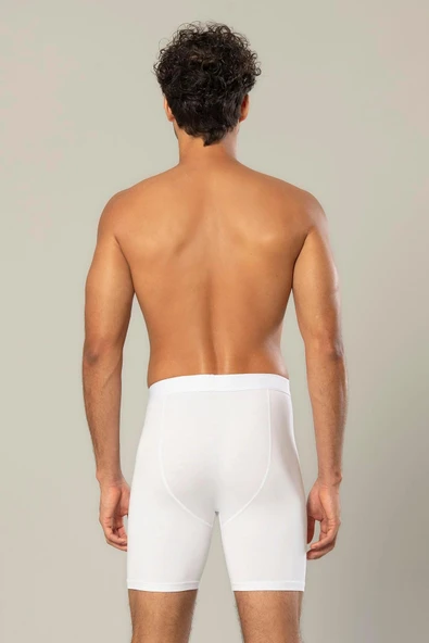 ERDEM İÇ GİYİM Erdem Beyaz Pamuk Elastan Uzun Boxer 1416 - Resim 3