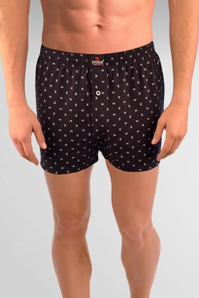 ERDEM İÇ GİYİM Erdem Lacivert Baskılı Desenli Penye Boxer 1400YINK - Resim 2