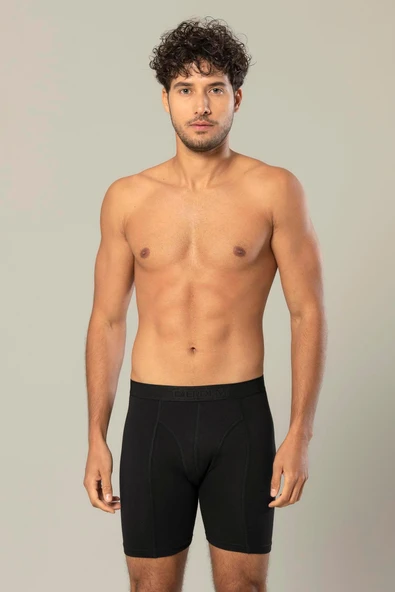ERDEM İÇ GİYİM Erdem Siyah Pamuk Elastan Uzun Boxer 1416 - 3
